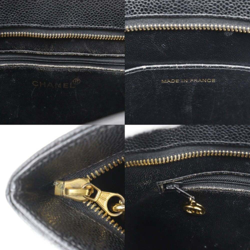 CHANEL Black Caviar Leather Logo Tote Bag - Picture 9 of 14
